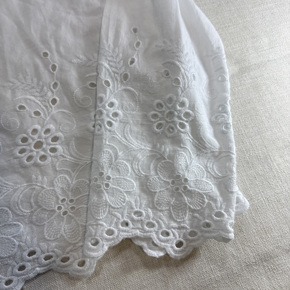 Zara Basic Eyelet Lace Blouse Womens L White Victorian Ruffle Boho Cottagecore - Picture 4 of 11